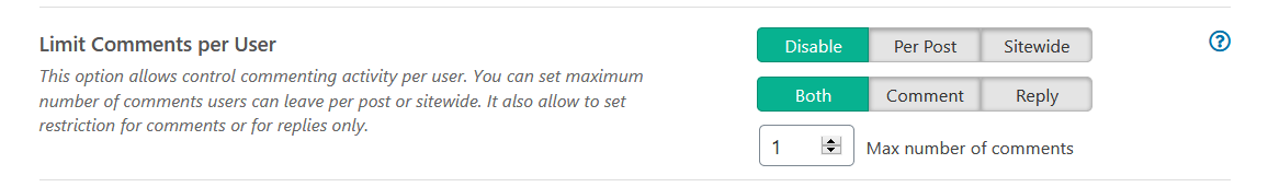 WPDiscuz Limit Comments per User WPDiscuz Limit Comments per User