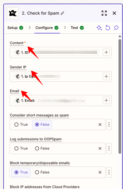 Map Your Form Submission Data to OOPSpam