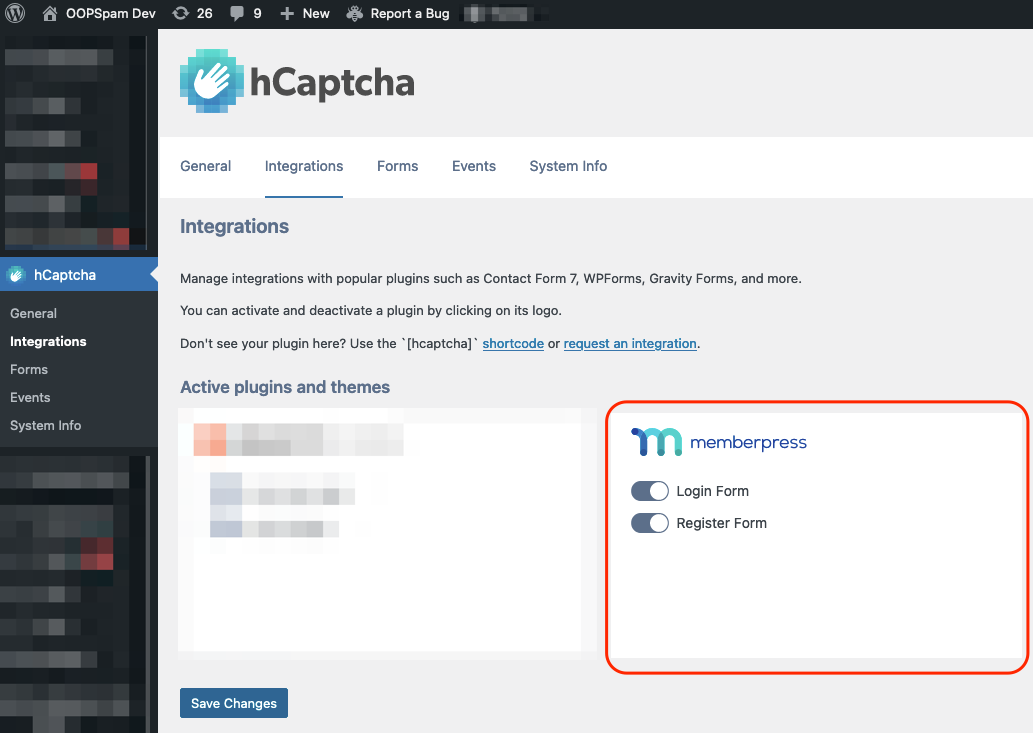 MemberPress hCAPTCHA