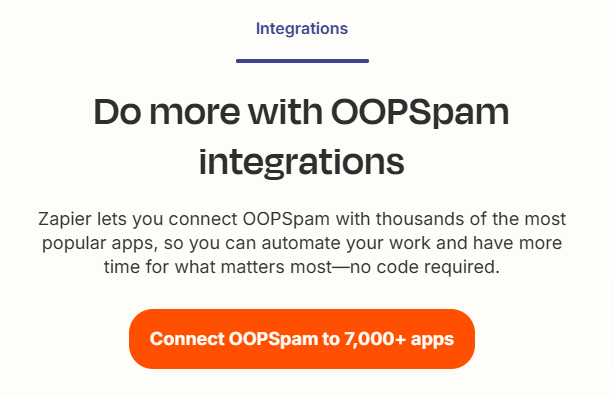 OOPSpam integrations with Zapier automation.