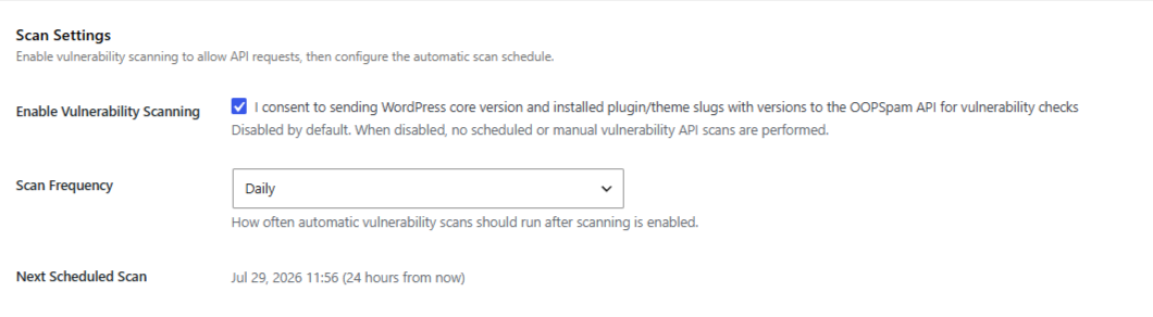Enable vulnerability scanning Enable vulnerability scanning