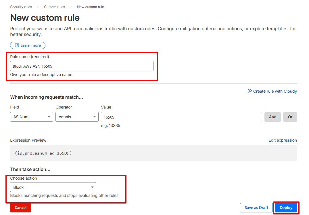Create a Cloudflare ASN Rule Create a Cloudflare ASN Rule