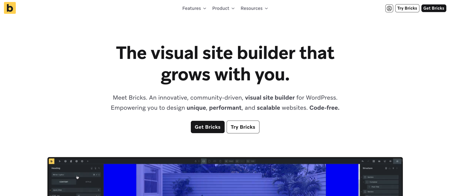 Bricks Builder homepage