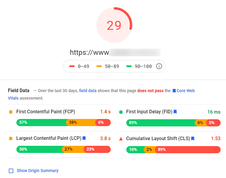 Slow Bricks Website page speed