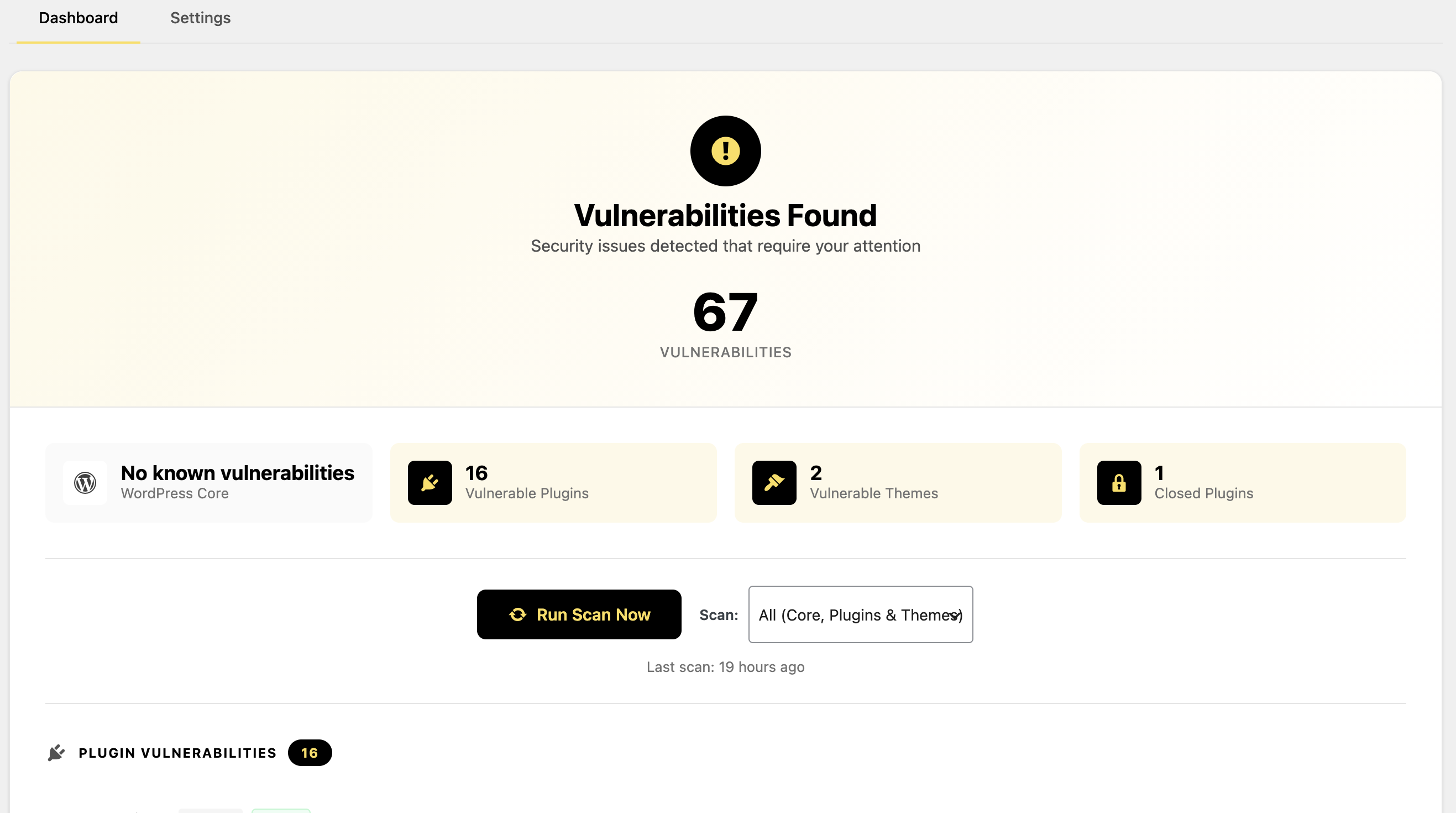 Run the first scan and review the dashboard, sorted by severity. Run the first scan and review the dashboard, sorted by severity.