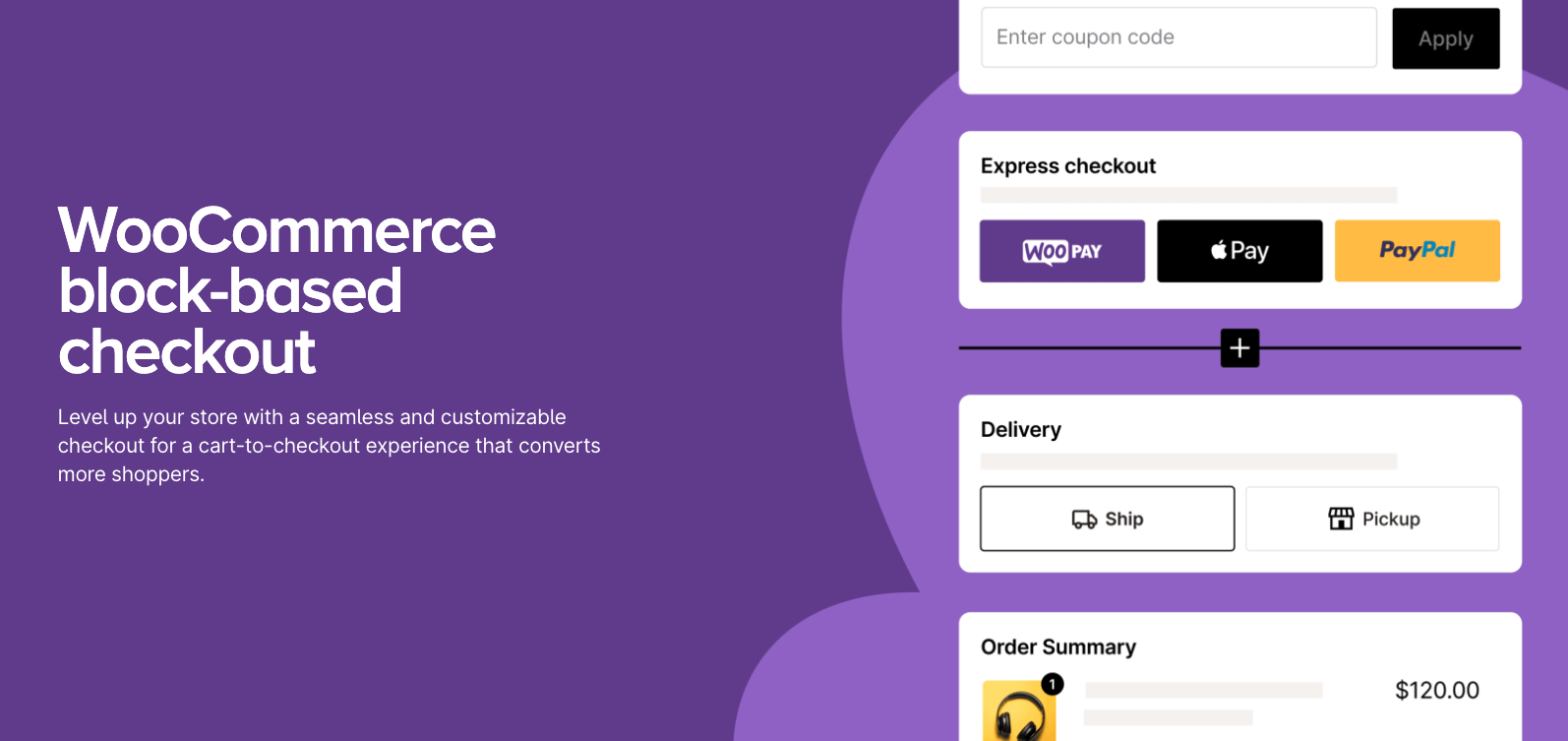 WooCommerce block-based checkout with express payment options.