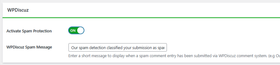 Make sure spam protection is enabled for WPDiscuz. Make sure spam protection is enabled for WPDiscuz.